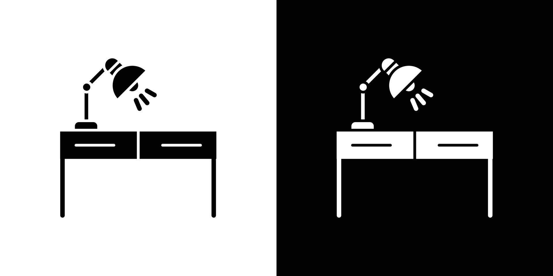 Desk with lamp icon linear logo isolated vector