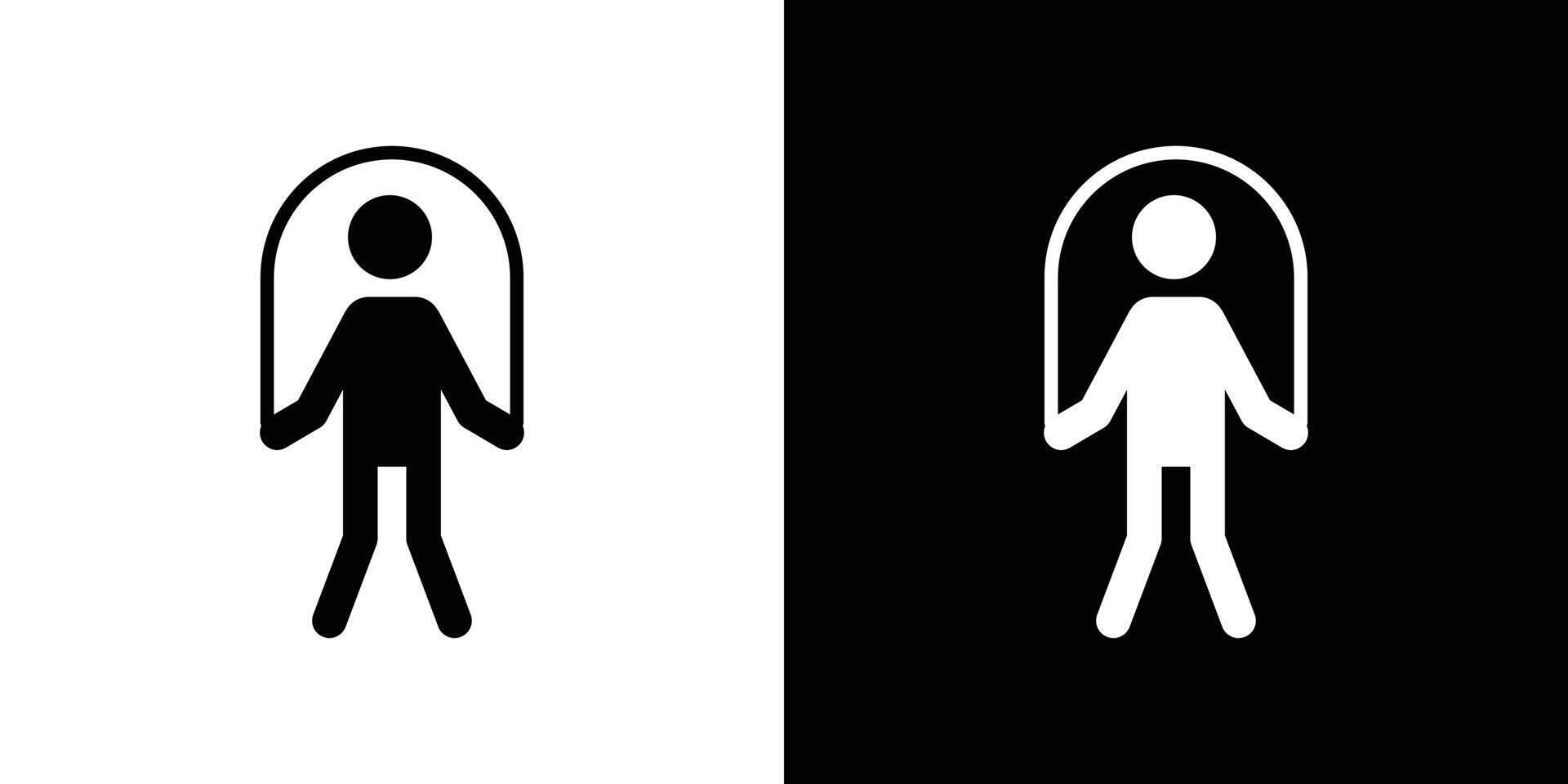 Man jumping with skipping rope icon linear logo isolated vector