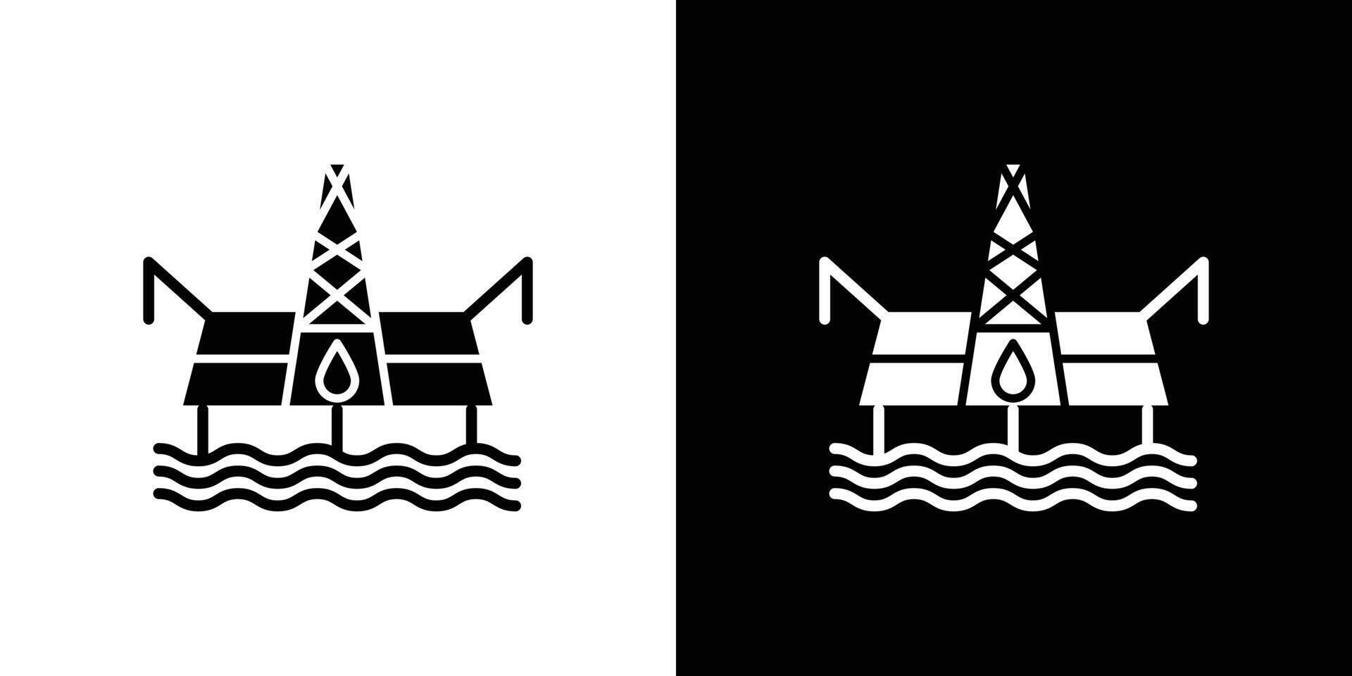 Oil platform icon linear logo isolated vector