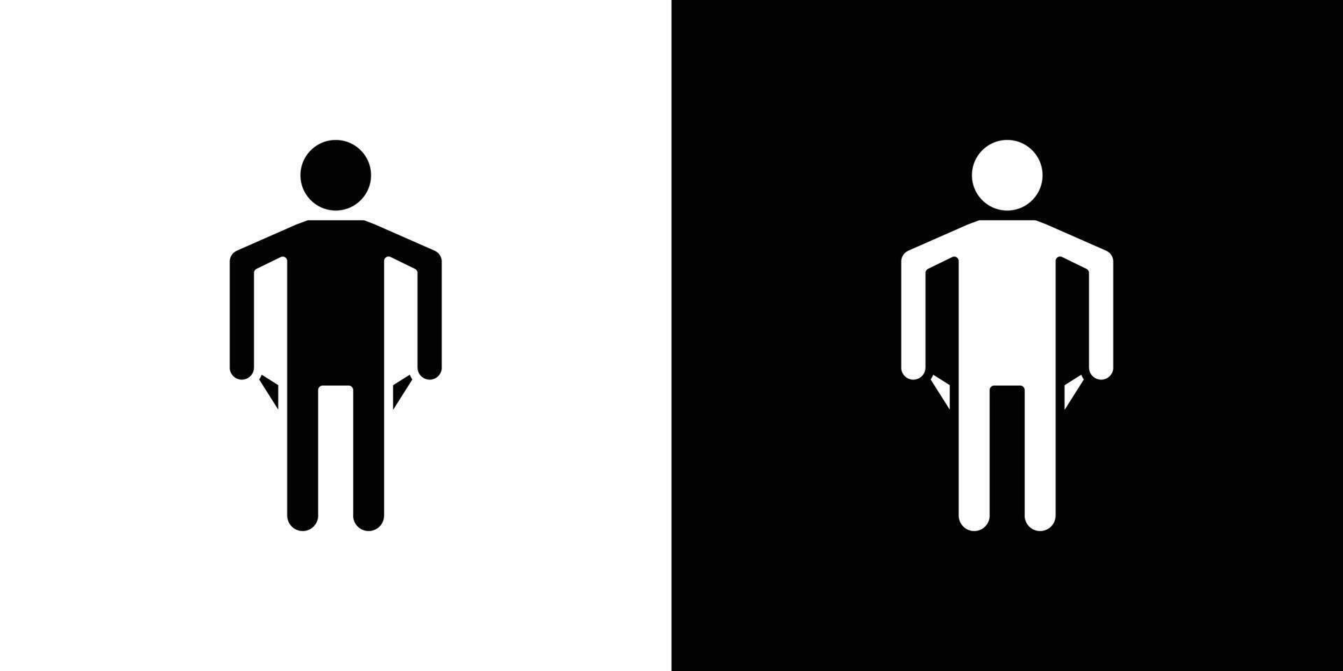poor person empty pockets icon linear logo isolated vector