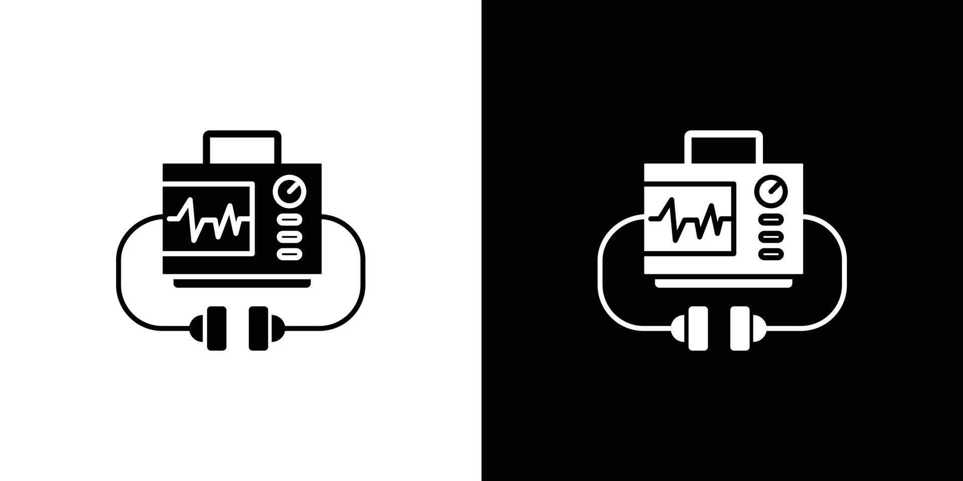 Rescue defibrillator icon linear logo isolated vector