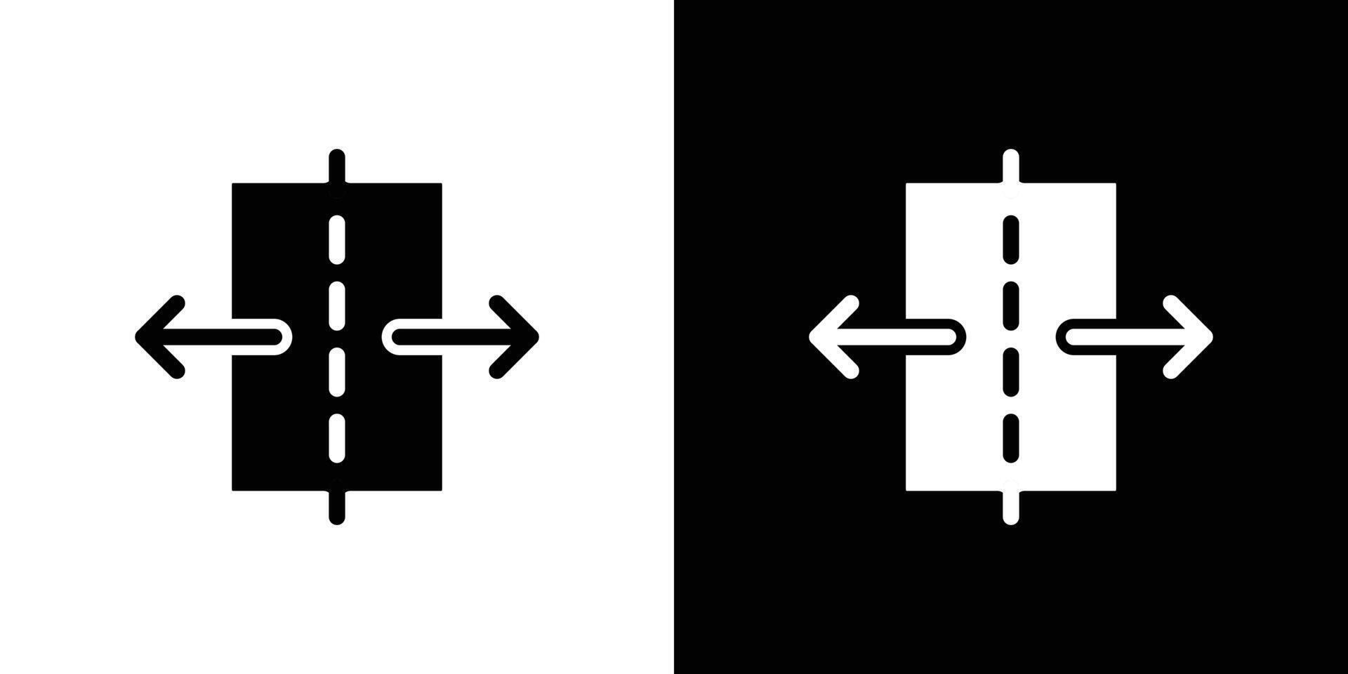 Separating arrow in two part icon linear logo isolated vector