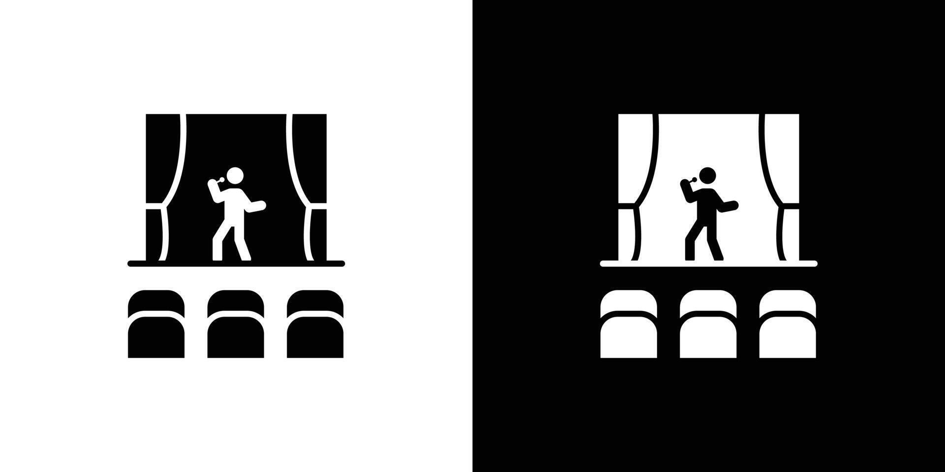 Stand up and theater show icon linear logo isolated vector