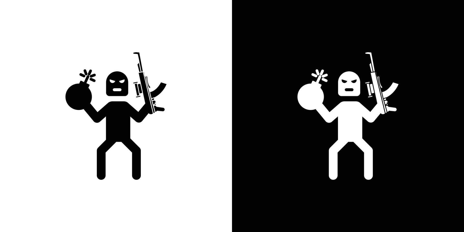 Terrorist with a bomb icon linear logo isolated vector