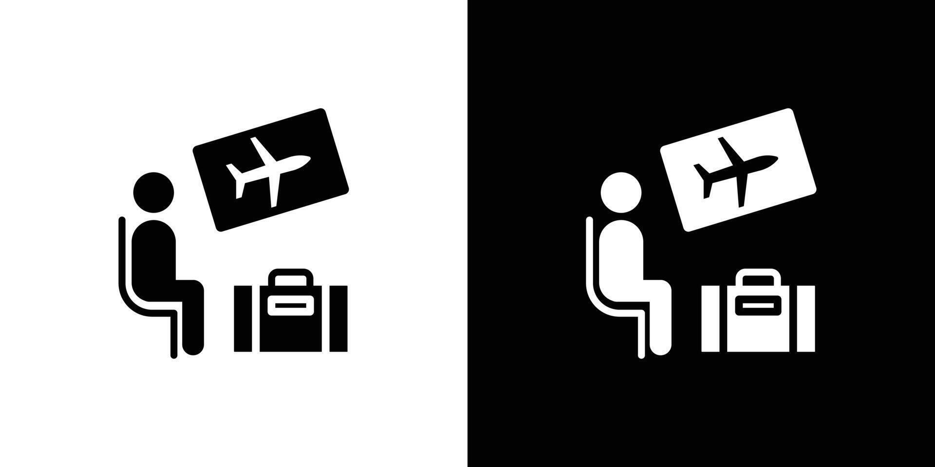 Traveler sitting in the airport lounge icon linear logo isolated vector