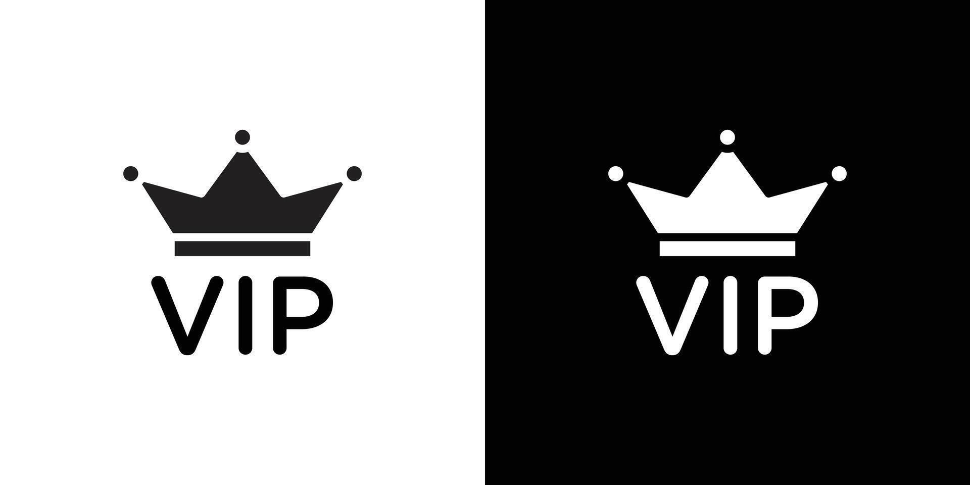 Vip text with crown icon linear logo isolated vector