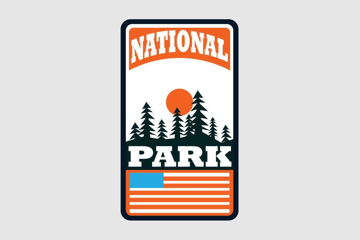 National park logo with trees and sun vector