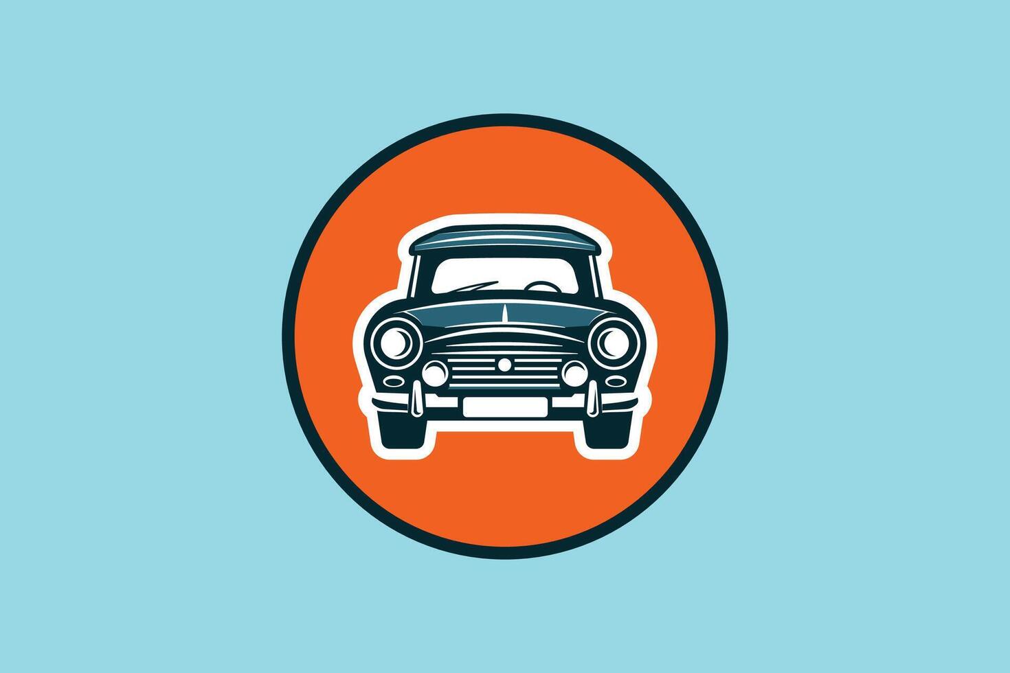 Retro car icon on blue background vector
