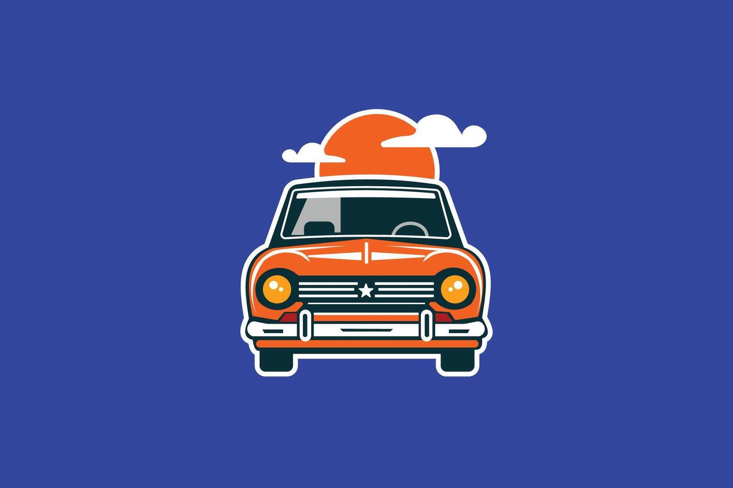 An orange car with a sun on top vector