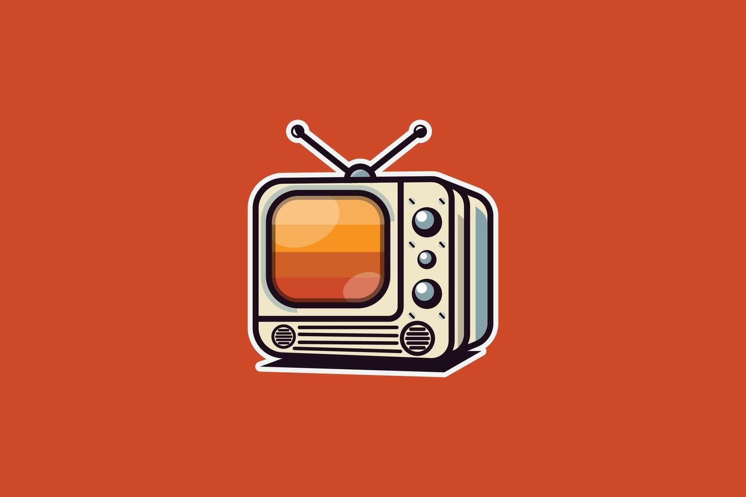 Retro tv icon on orange background vector