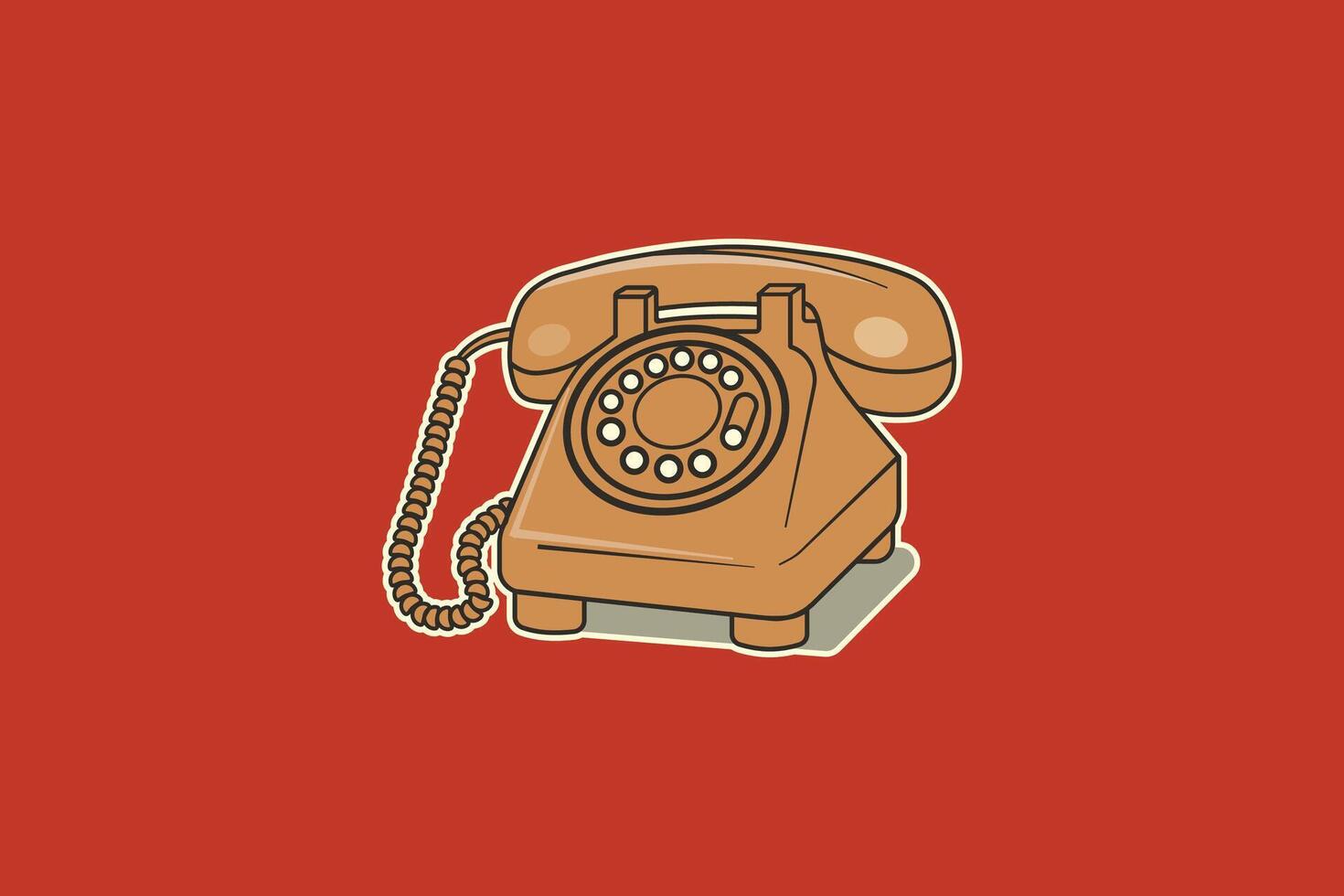 An old style telephone on a red background vector