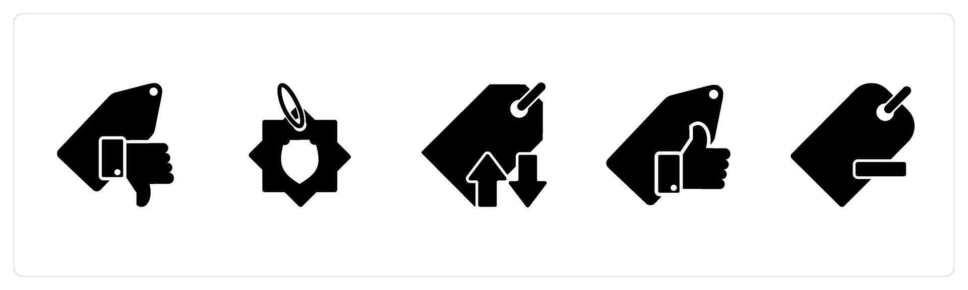 A set of 5 Business icon as remove tag, settings, synchronize tag vector