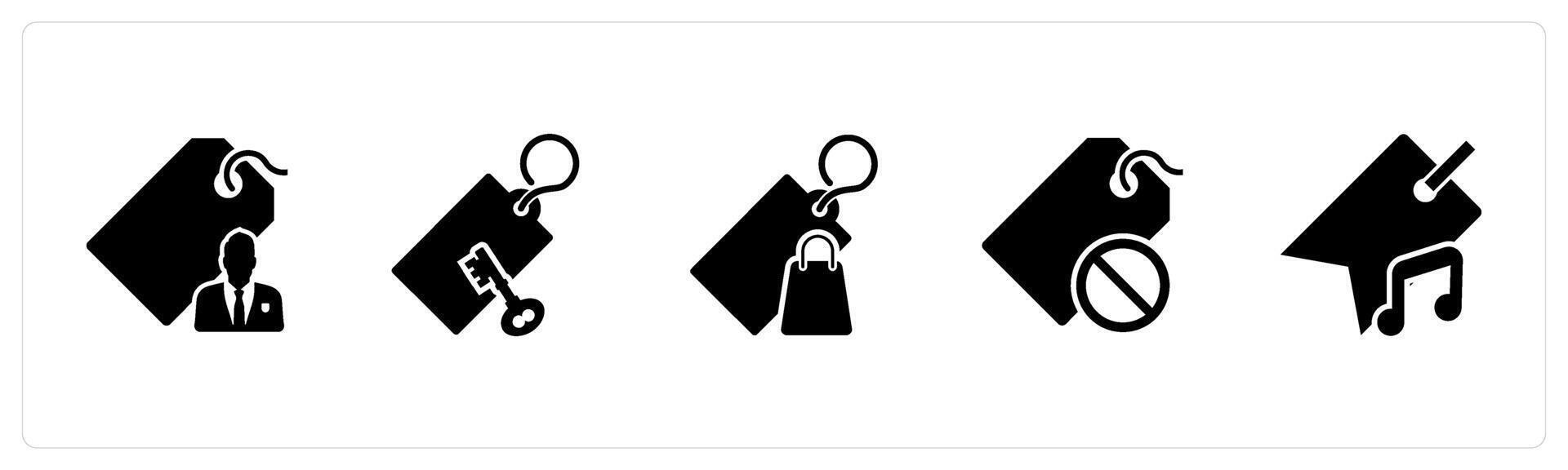 A set of 5 Business icon as user tag, key tag, shopping tag vector