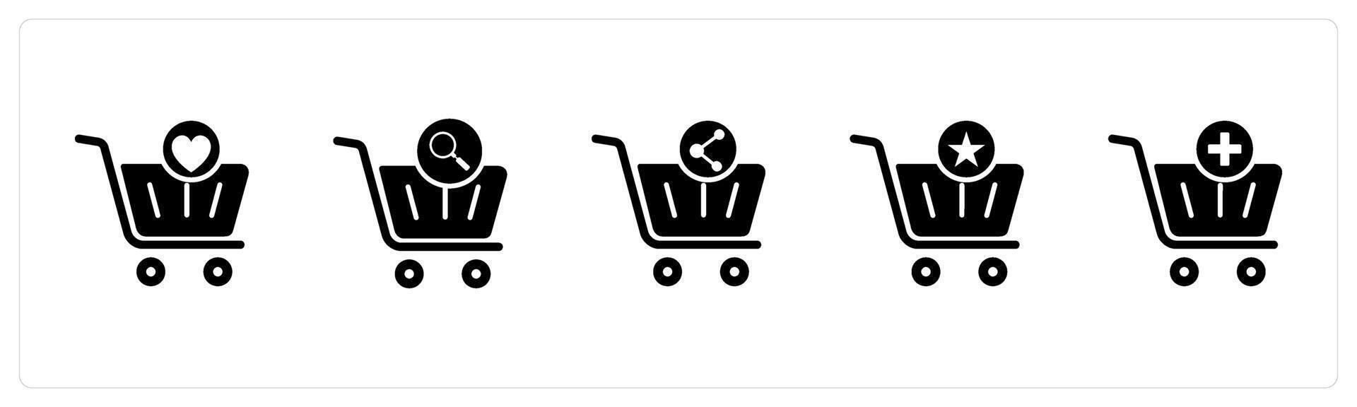 A set of 5 Business icon as favorite cart, cart search, share cart vector
