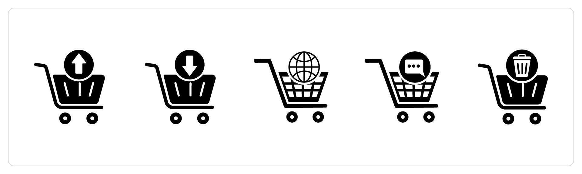 A set of 5 Business icon as upload cart, download cart, global cart vector