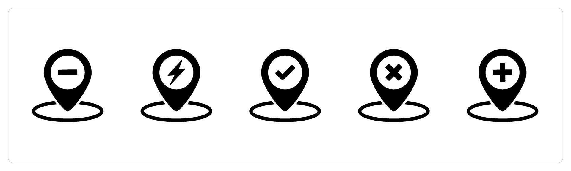 A set of 5 Business icon as remove location, location, approved location vector