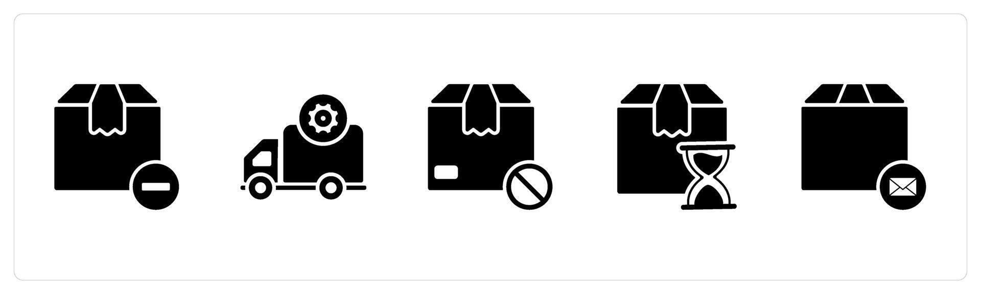 A set of 5 Business icon as reduce item, delivery prohibited, delivery process time vector