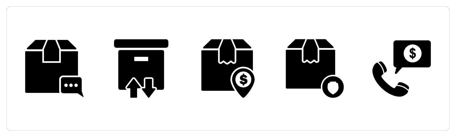 A set of 5 Business icon as delivery message, delivery charges, delivery security vector