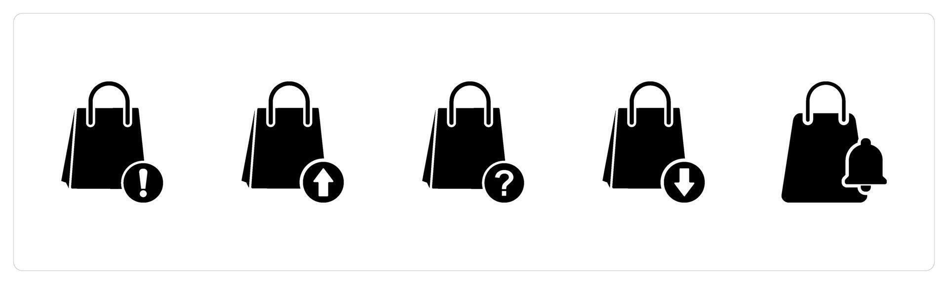 A set of 5 Business icons as shopping maintenance, download shopping, shopping query vector
