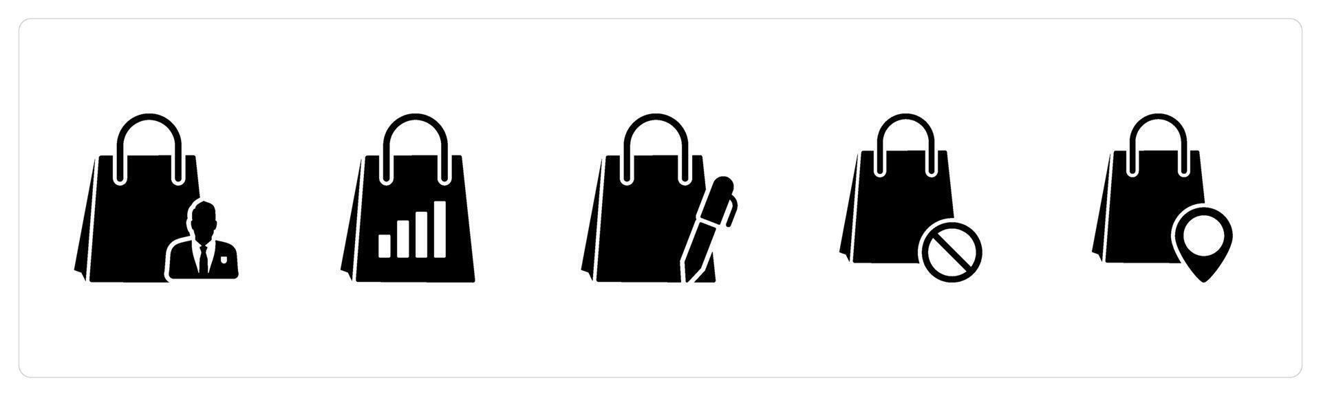 A set of 5 Business icons as shop owner, revenue shopping, edit shopping vector