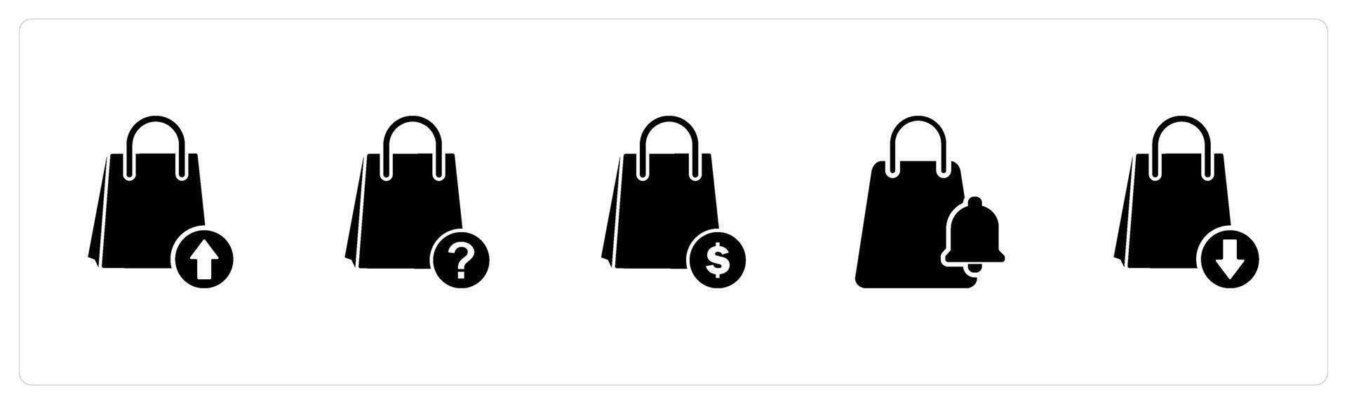 A set of 5 Business icons as download shopping, shopping query, financial bag vector