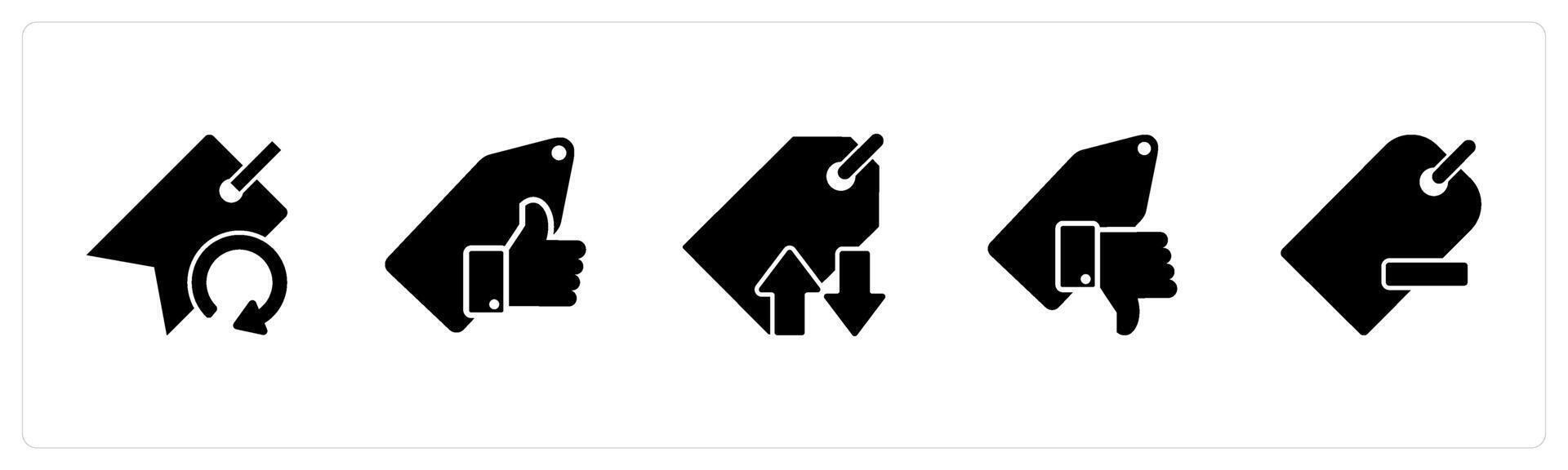 A set of 5 Business icons as refresh tag, approved tag, synchronize tag vector