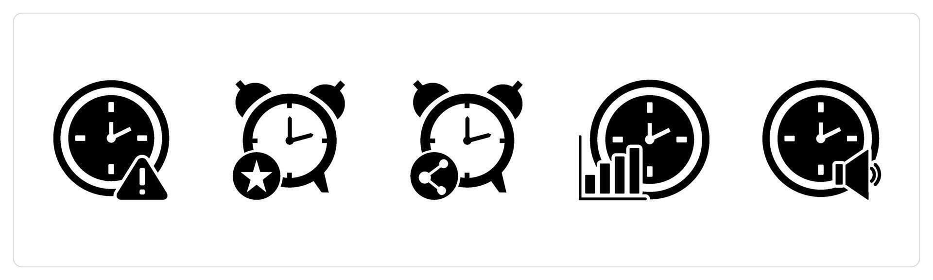 A set of 5 business icons as time maintenance, favorite time, share time vector