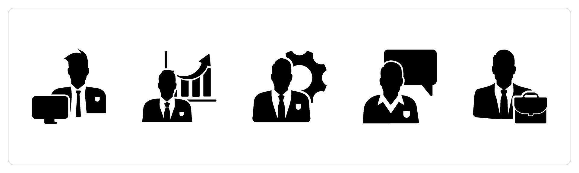 A set of 5 business icons as office work, business growth, business management vector