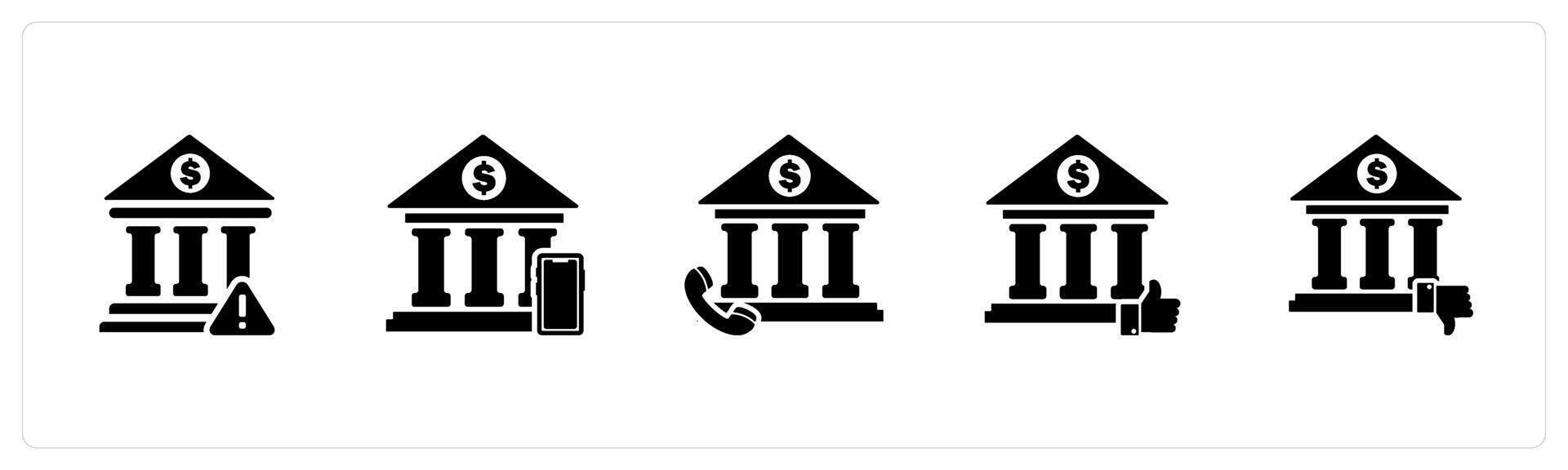 A set of 5 business icons as bank maintenance, digital banking, call bank vector