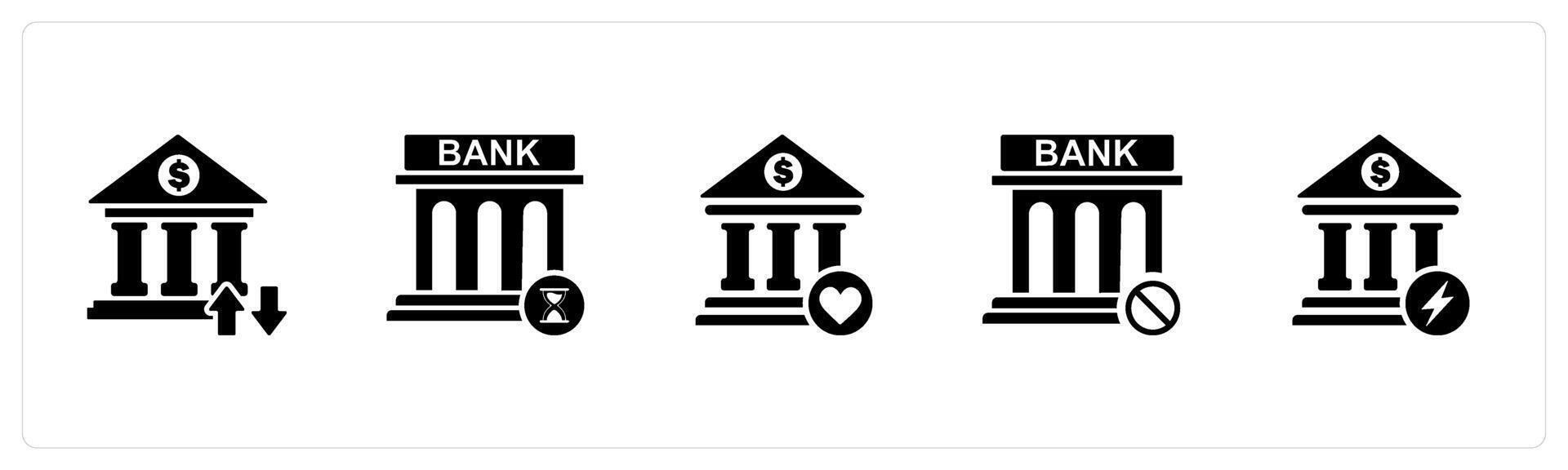 A set of 5 business icons as bank transaction, bank time, favorite time vector