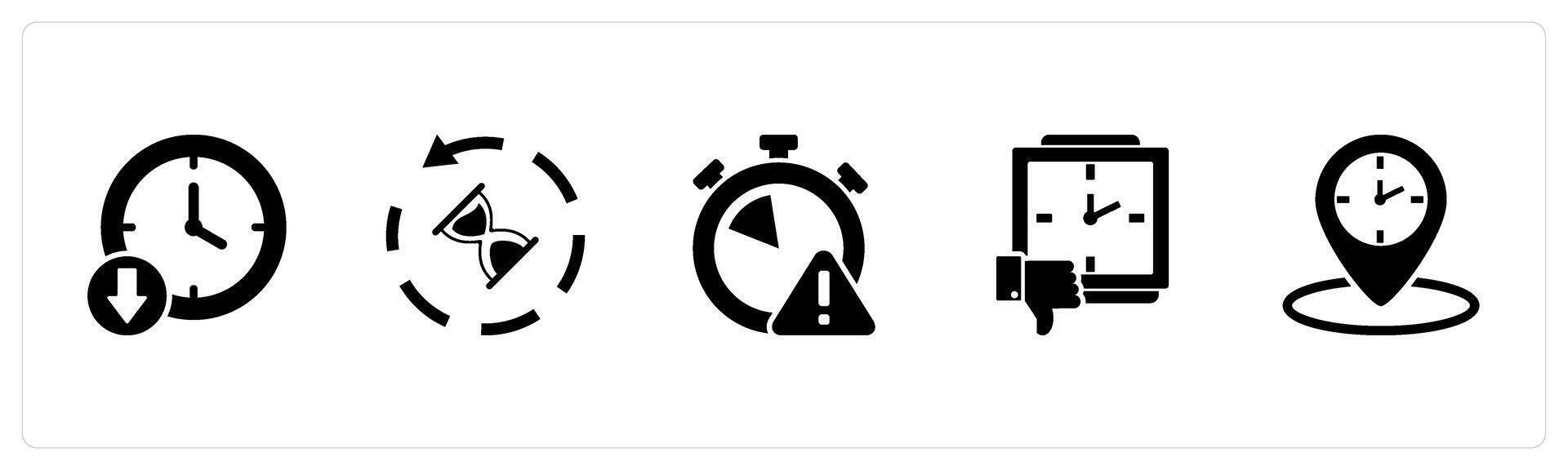 A set of 5 business icons as up time, sandglass, time maintenance vector