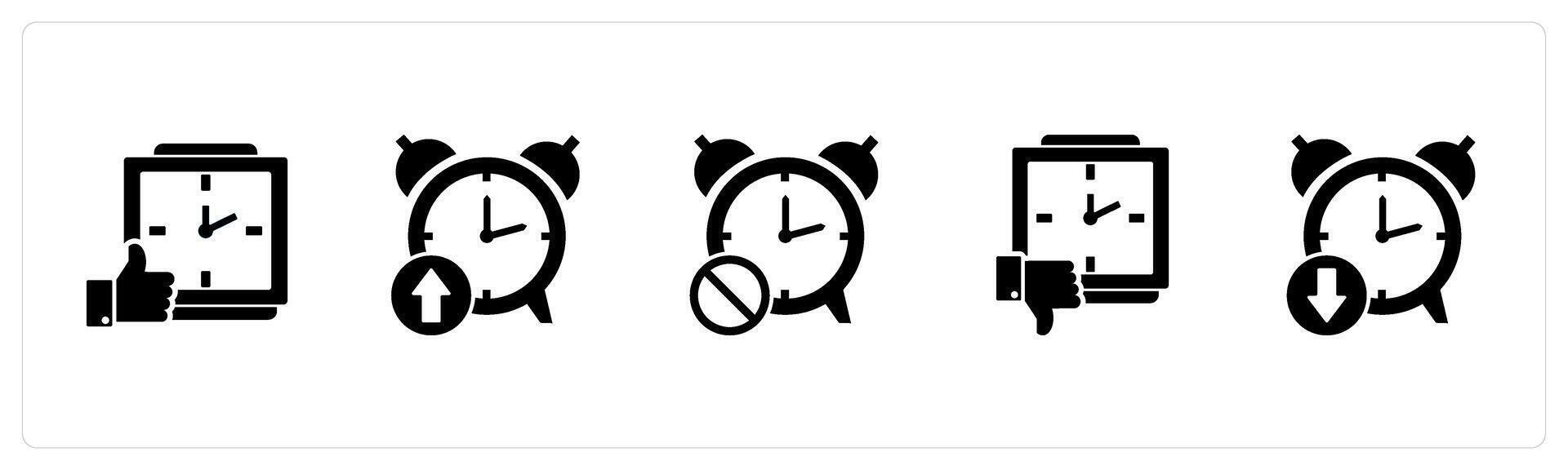 A set of 5 business icons as dislike time, up time, time prohibited vector