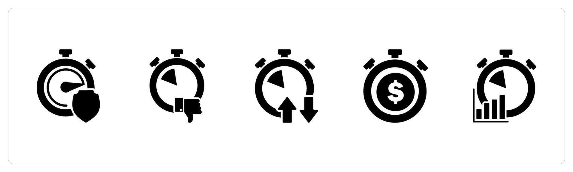 A set of 5 business icons as time security, like time, synchronize time vector