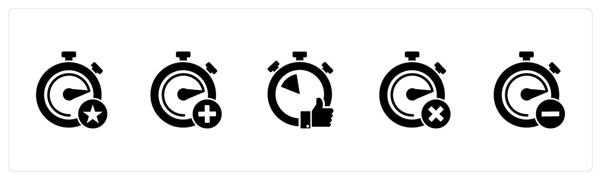 A set of 5 business icons as favorite time, add time, like time vector