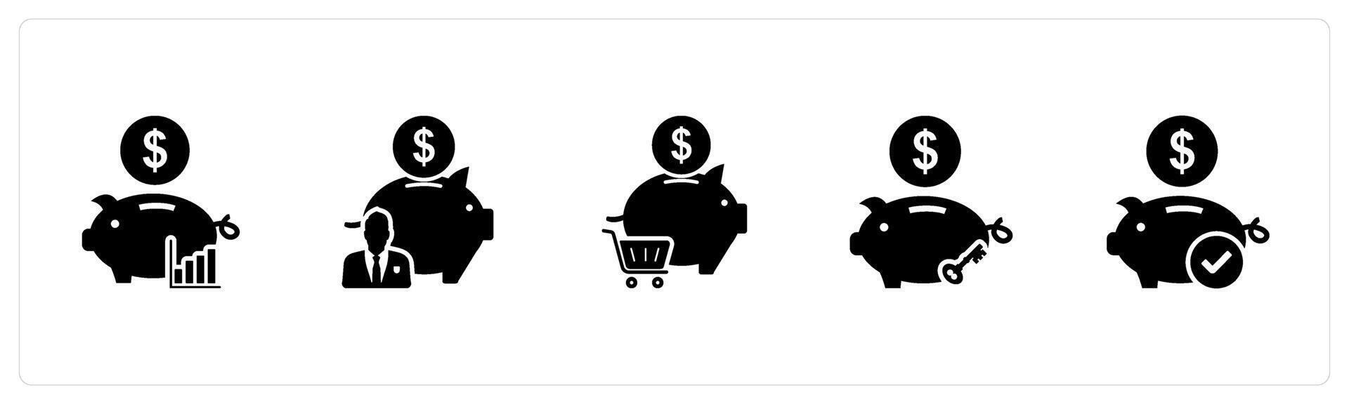 A set of 5 business icons as revenue banking, bank owner, online shopping vector