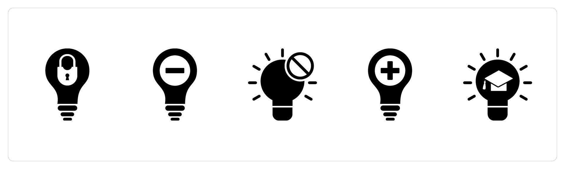 A set of 5 business icons as idea security, remove idea, idea vector