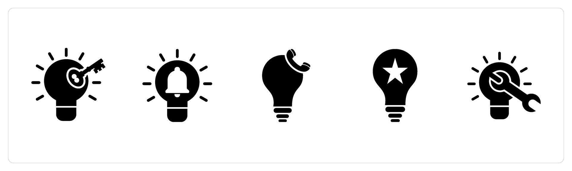 A set of 5 business icons as key point, idea notification, calling idea vector