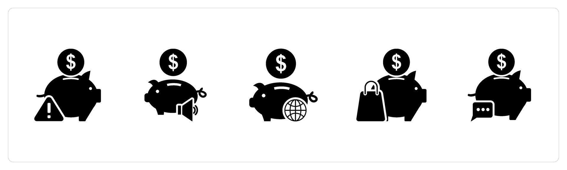 A set of 5 business icons as bank maintenance, bank speaker, global banking vector