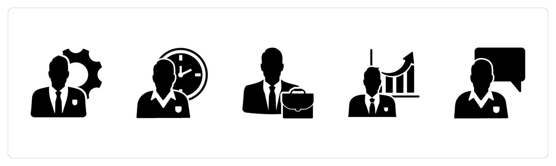 A set of 5 business icons as business management, time management, business portfolio vector