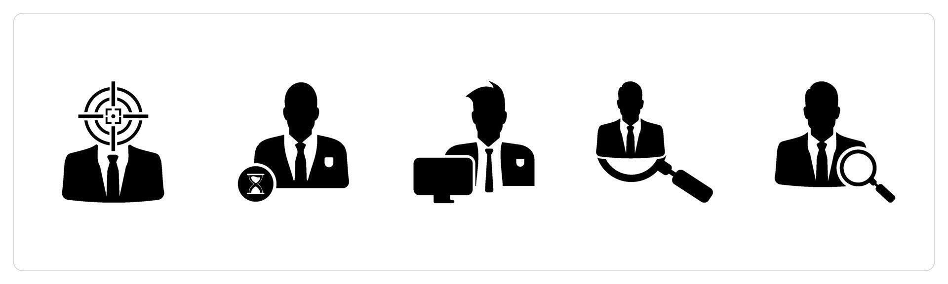 A set of 5 business icons as business target, time management, office work vector