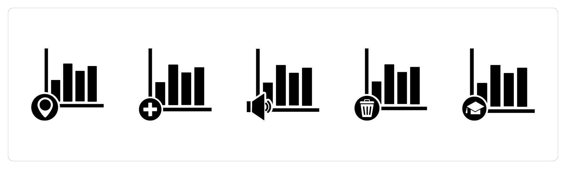 A set of 5 business icons as graph location, add graph, speaker graph vector
