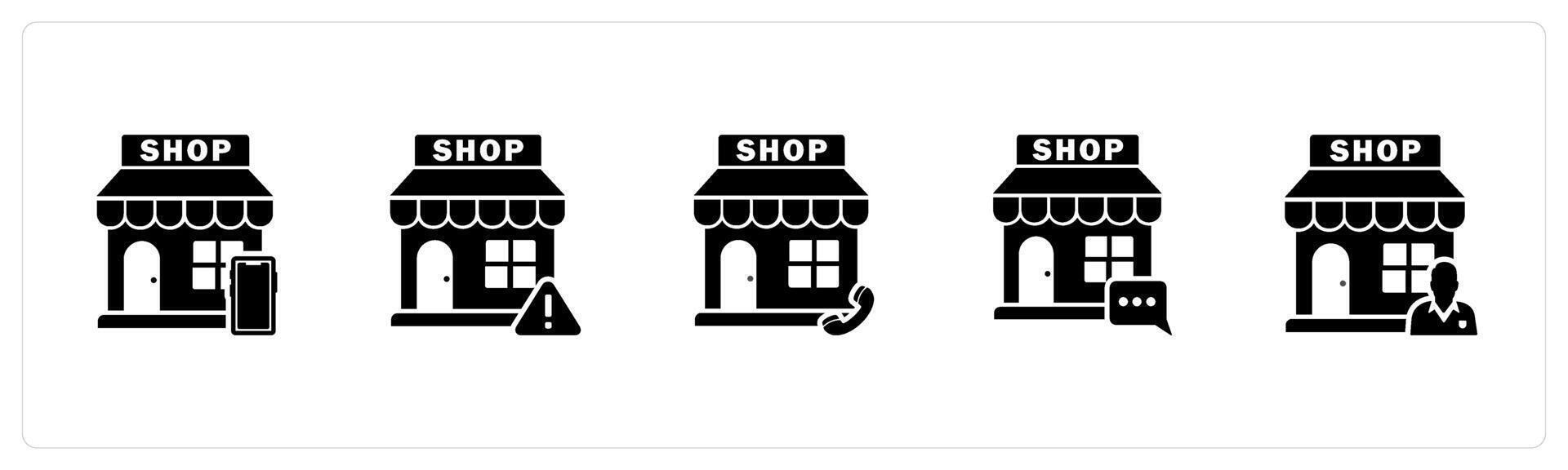 A set of 5 business icons as mcommerce, store maintenance, calling store vector