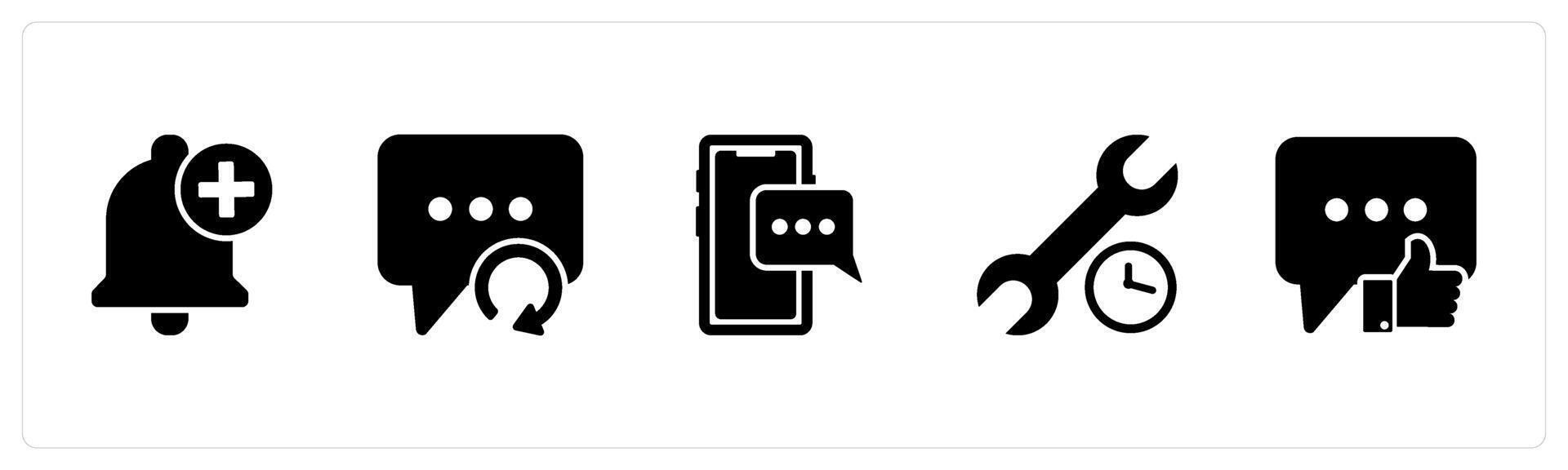 A set of 5 Contact icons as add notification, refresh message, mobile message vector