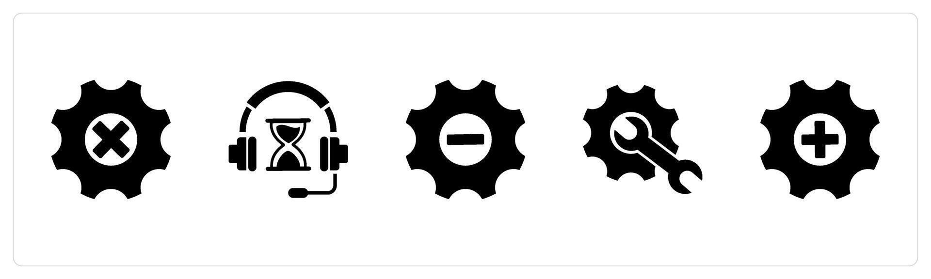 A set of 5 Contact icons as maintenance, music time, optimization vector