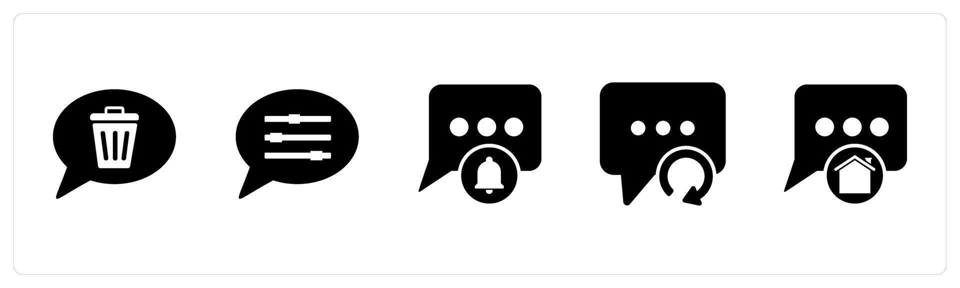 A set of 5 Contact icons as remove message, message settings, message notification vector