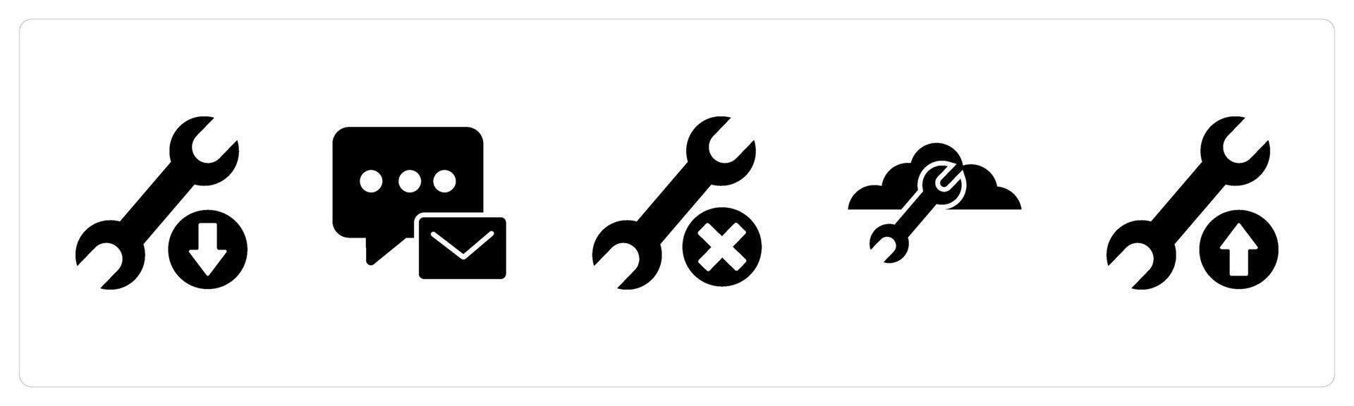 A set of 5 Contact icons as maintenance, message, cloud setting vector