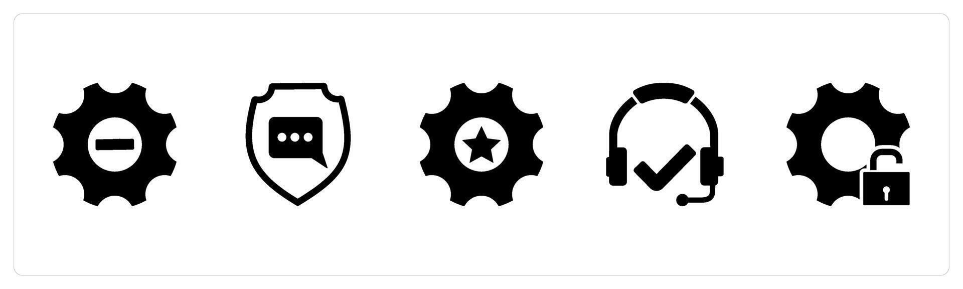 A set of 5 Contact icons as optimization, message security, favorite setting vector