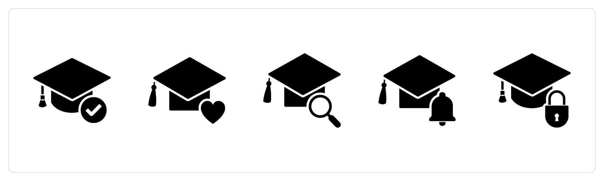 A set of 5 Contact icons as graduation, education search, study education vector