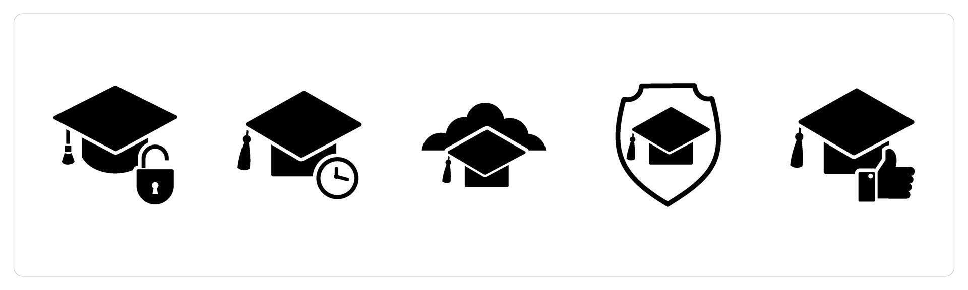 A set of 5 Contact icons as education security, study time, cloud education vector