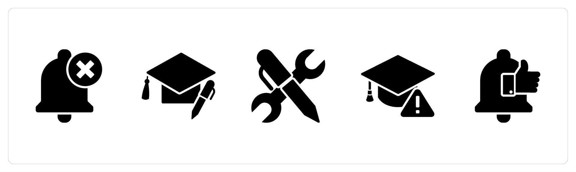 A set of 5 Contact icons as wrong notification, edit education, edit setting vector